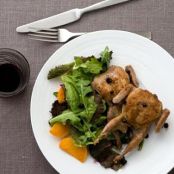 QUAIL SAUTEED w/GREENS & HUCKLEBERRIES