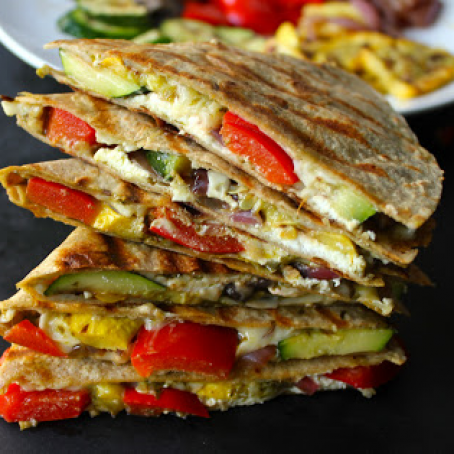 Grilled Vegetable Quesadillas with Goat Cheese and Pesto