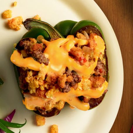 VELVEETA® Easy Beef and Cornbread Stuffed Peppers