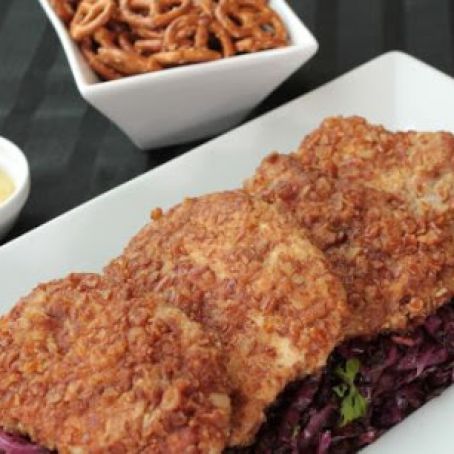 Mustard Pretzel Crusted Pork Chops