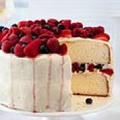 Orange Layer Cake with Buttercream Frosting and Berries