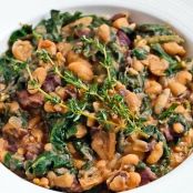 Mashed White Beans with Spinach and Olives