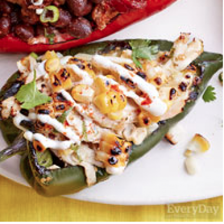 Cheesy Chicken and Corn Stuffed Chiles