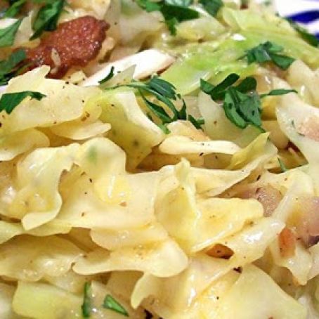Fried Bacon with Cabbage, onion & garlic
