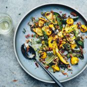 Grilled Summer Squash with Blue Cheese and Pecans