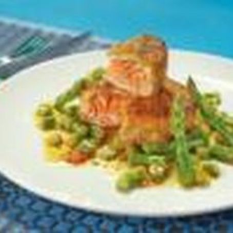 Faroe Islands Salmon Cake with Spicy Asparagus Salad