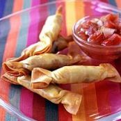 Mexican Beef and Cheese Wontons with Salsa