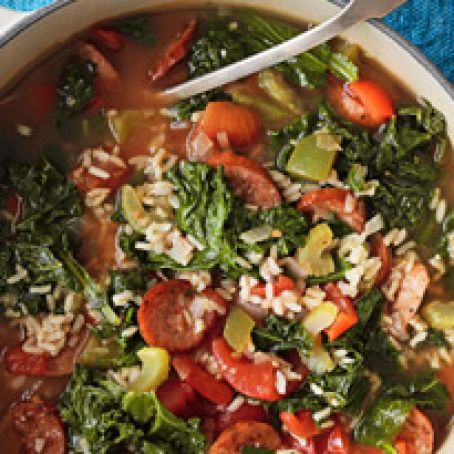 Cajun Kale Soup with Andouille Sausage