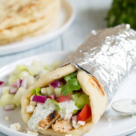 Gyros with Greek Chicken, Tzatziki and Homemade Greek Pita Flatbread - Cooking Classy