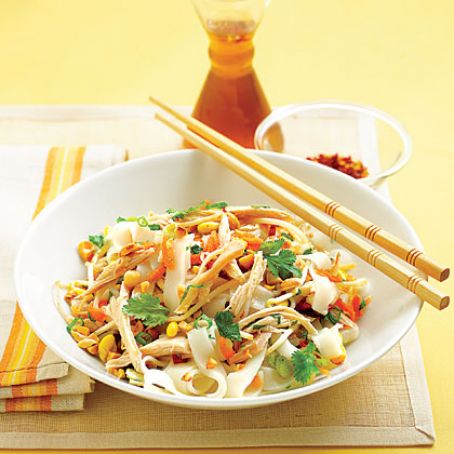 Asian Chicken and Rice Noodle Salad with Peanuts