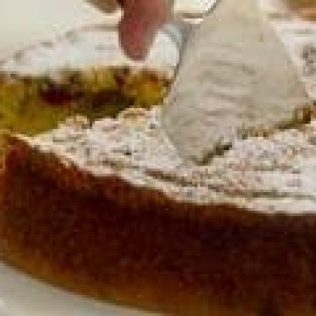 Cranberry and Cornmeal Cake with Caramel-Walnut Topping Sauce