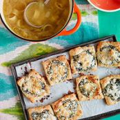 Green Onions & Rings Soup with Mini White Pizzettes