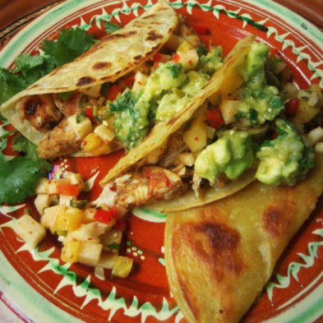 Fish and Shrimp Tacos with a Jicama Pineapple Salsa