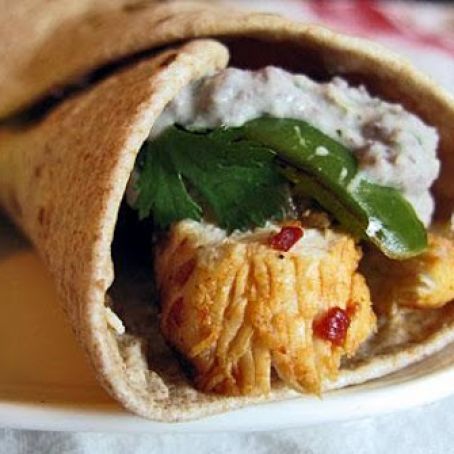 Chipotle Chicken Fajitas with Creamy Black Bean Spread