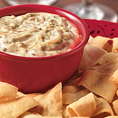 Chipotle Onion Dip with Garlic Pita Chips