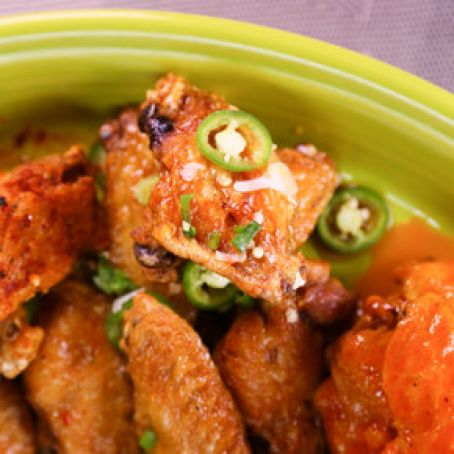 Crispy Lime and Cilantro Chicken Wings with Sriracha