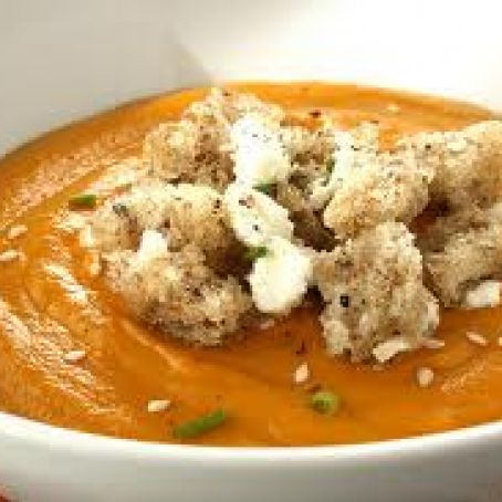 Carrot Soup with Sesame Seeds and Chives