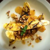 Grilled Bananas with Buttered Maple Sauce and English Toffee