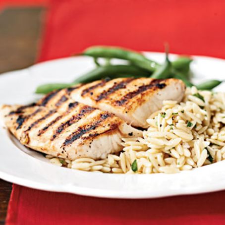Pan Grilled Snapper with Orzo Pasta Salad