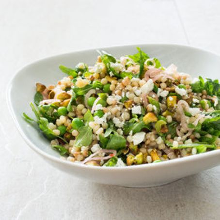 Israeli Couscous with Lemon, Mint, Peas, Feta, and Pickled Shallots