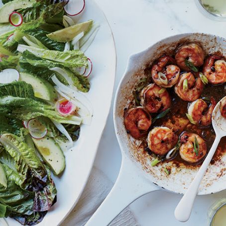 Barbecue Shrimp with Avocado Salad