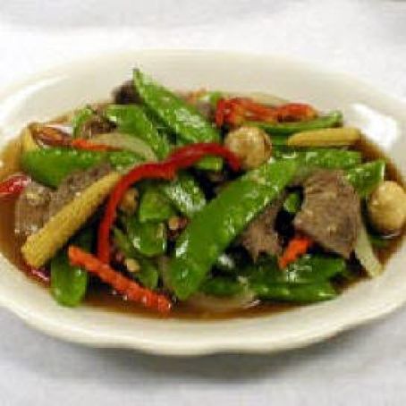 Beef with Snow Peas & Mushrooms Stir Fry