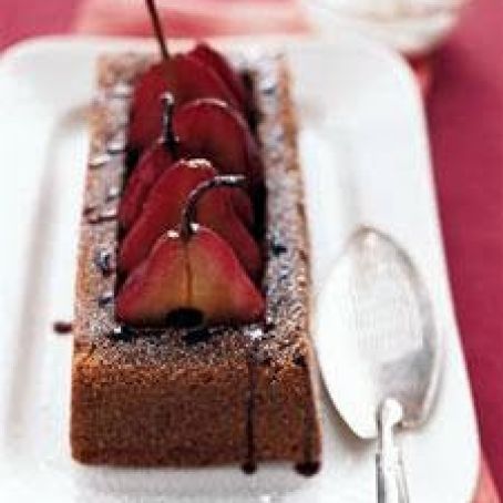 Poached Pears with Gingerbread
