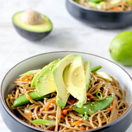 Sesame-Peanut Soba Noodle Salad with Avocado