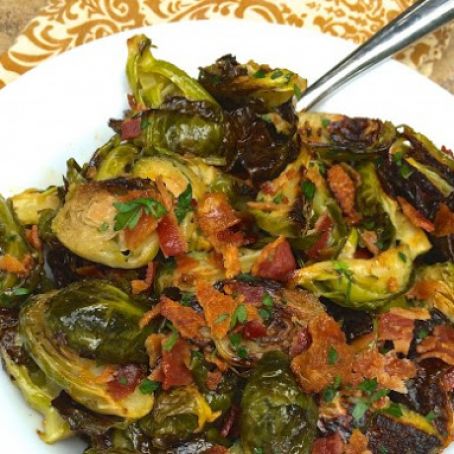 Roasted Brussels Sprouts with Bacon Dijon Vinaigrette