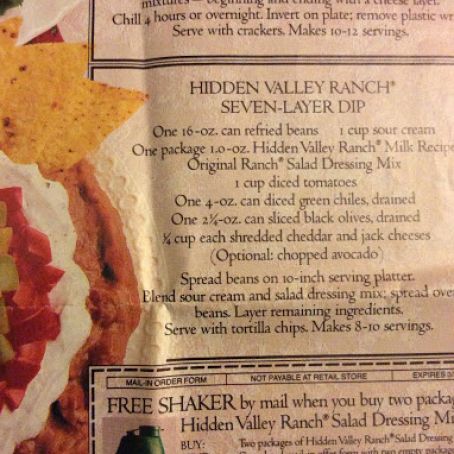 Hidden Valley Ranch Seven Layer Dip