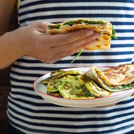Summer Vegetable Panini with Mozzarella & Arugula Pesto