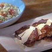 Garlic and Herb Cheese-Glazed Sirloin and Orzo Salad with Fennel, Tomatoes and Oregano