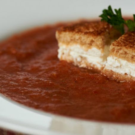 Warm Gazpacho with Goat Cheese Croutons