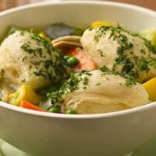 Summer Chicken Soup with Biscuit Dumplings