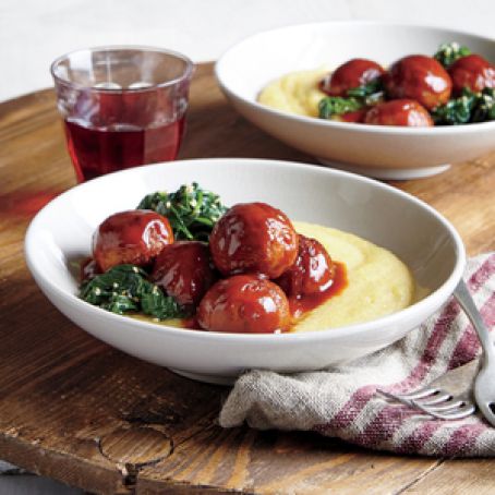Sweet and Sour Turkey Meatballs with Polenta