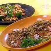 Tilapia with Tomatillos and Avocado filled with Maque Choux