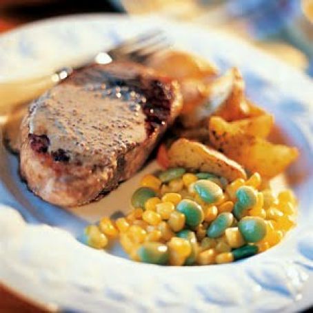 Pork Chops With Dijon Cream Sauce, Roasted Dill Potatoes