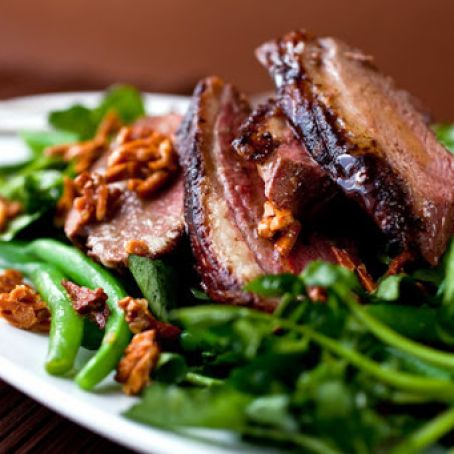 Crispy Duck Salad With Green Beans and Honeyed Almonds