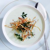 Leek Soup w/Shoestring Potatoes & Fried Herbs