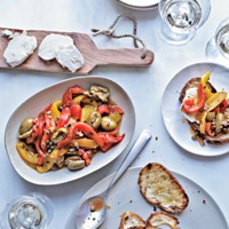 Anchovy and Roasted-Pepper Salad with Goat Cheese