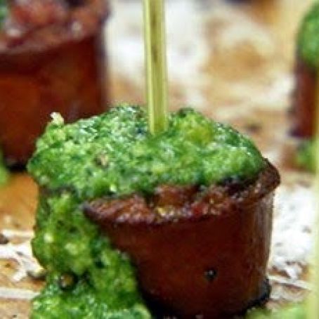 Chorizo Bites with Arugula Pesto