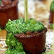 Chorizo Bites with Arugula Pesto