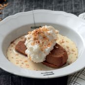 rice pudding with spice cake and hazelnut cream riso al latte e pan di spezie con vellutata alle nocciole