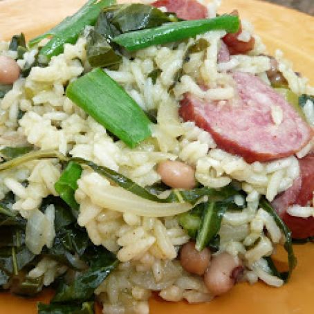 Sausage, Rice and Black-eyed Peas - Dutch Oven