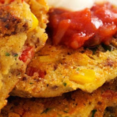 Three Pepper Sausage Corn Cakes