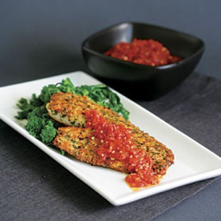 Herb & Parmigiano Crusted Tilapia with Quick Tomato Sauce
