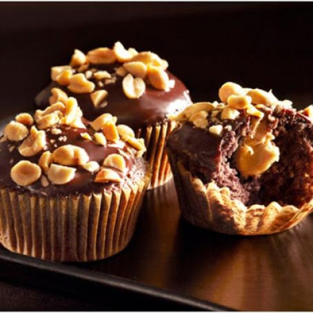 Peanut Butter Cream-Filled Devil's Food Cupcakes