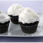 Chocolate-Almond Cupcakes with Fluffy Coconut Frosting