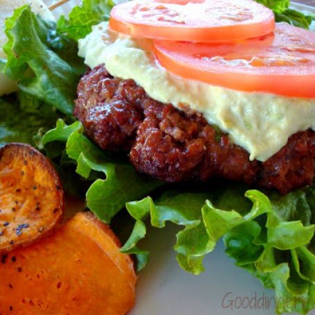 Juicy Grilled Burgers with Avocado Sauce