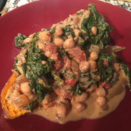 Braised Coconut Spinach & Chickpeas with Lemon